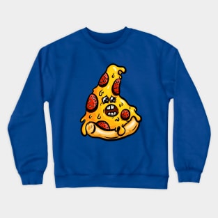 Freaked Out Cartoon Pepperoni Pizza Slice Logo Crewneck Sweatshirt